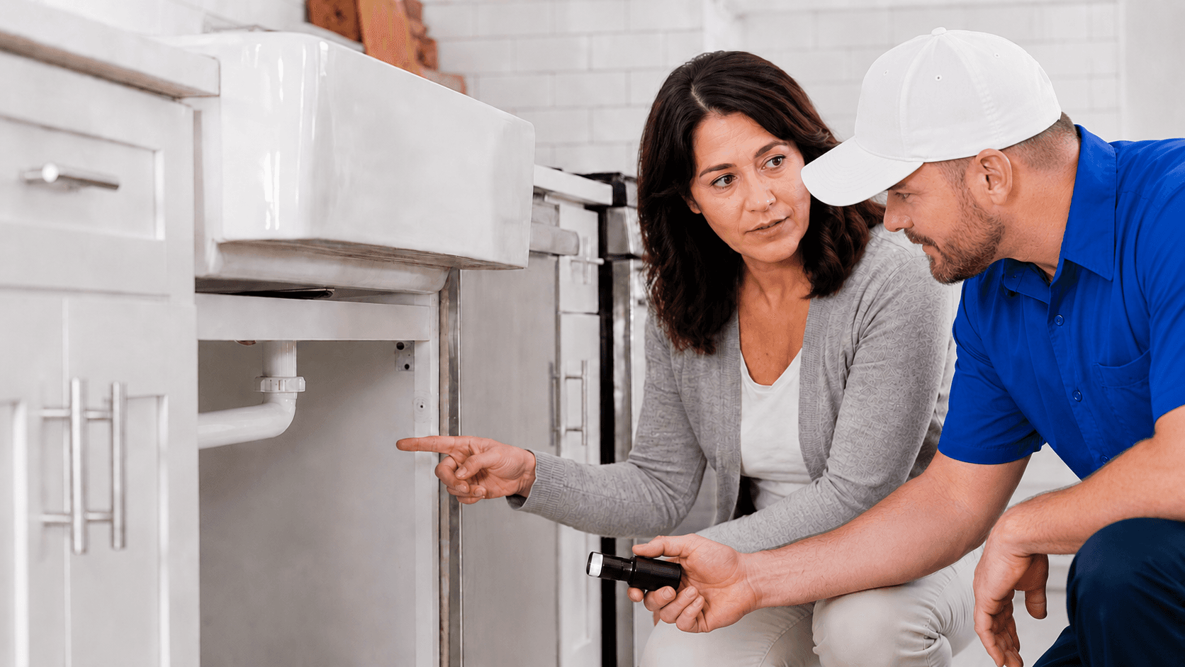 Blue Flow plumber arrives with flat-rate pricing